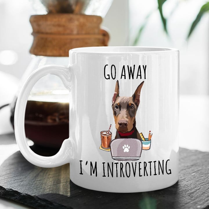 Go Away I'm Introverting Custom Dog Portrait Coffee Mug Gift For Fur Mom, Dog Lovers