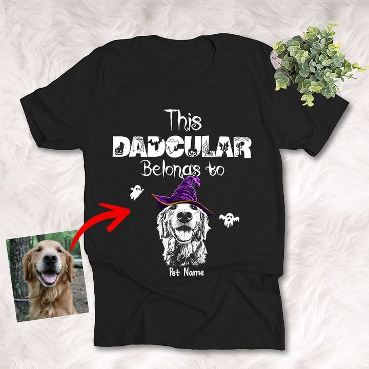 This Dadcular Belong To Customized Dog Photo Sketch T-Shirt Gift For Halloween, Spooky Dog Lover
