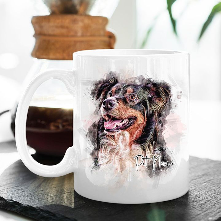 Personalized Dog Watercolor Effect Mug For Men And Women Dog Owners Anniversary Gift For Her, Birthday Gift For Pet Lovers