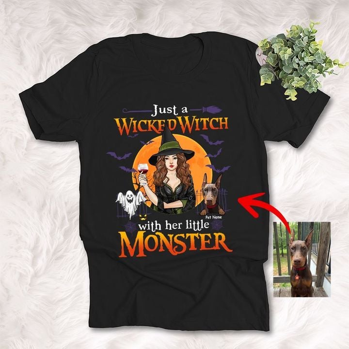 Personalized Just a Wicked Witch Colorpainting Dog Halloween T-Shirt Gift For Dog Mom