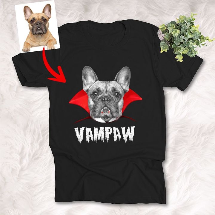Vampire Halloween Customized Dog Portrait Sketch T-Shirt Gift For Spooky Dog Lover