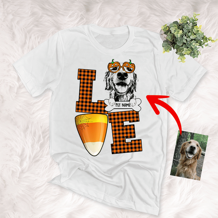 Fall In Love WIth Pet And Halloween Customized Sketch T-Shirt Gift For Halloween, Spooky Dog Lover