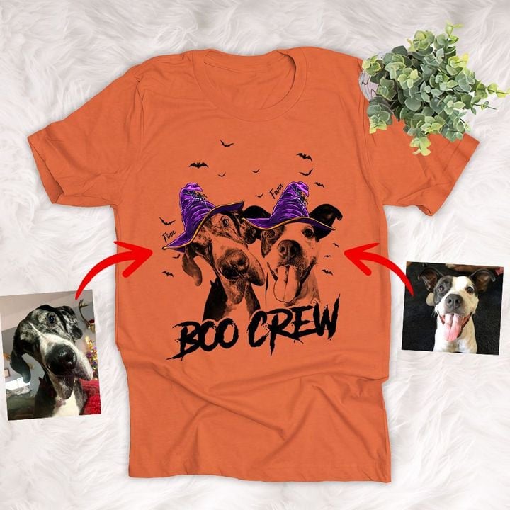 Personalized Halloween Witch Hat Custom Dog Portrait T-Shirt