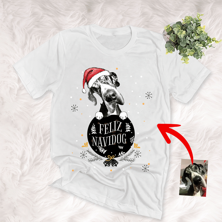 Customized Christmas Personalized Sketch Pet Portrait T-Shirt Gift For Christmas