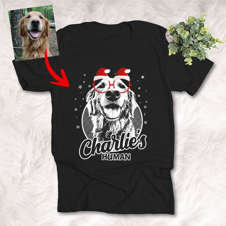 Customized Christmas Funny Glasses Sketch Pet T-Shirt Gift For Xmas