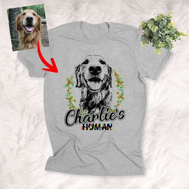 Christmas Vibes Wreath Fairy Lights T-Shirt For Dog Lover
