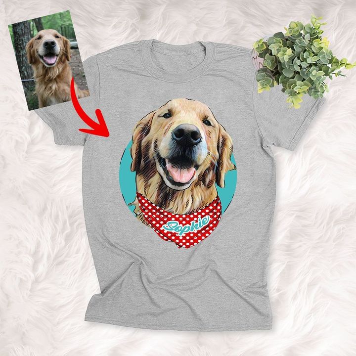 Colorful Painting Happy Dog Face Unisex T-shirt Gift For Dog Lovers