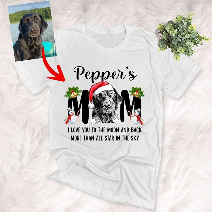 Personalized Furry Mom Pet Portrait Dog Lover Quotes Christmas T-Shirt Gift For Dog Mom