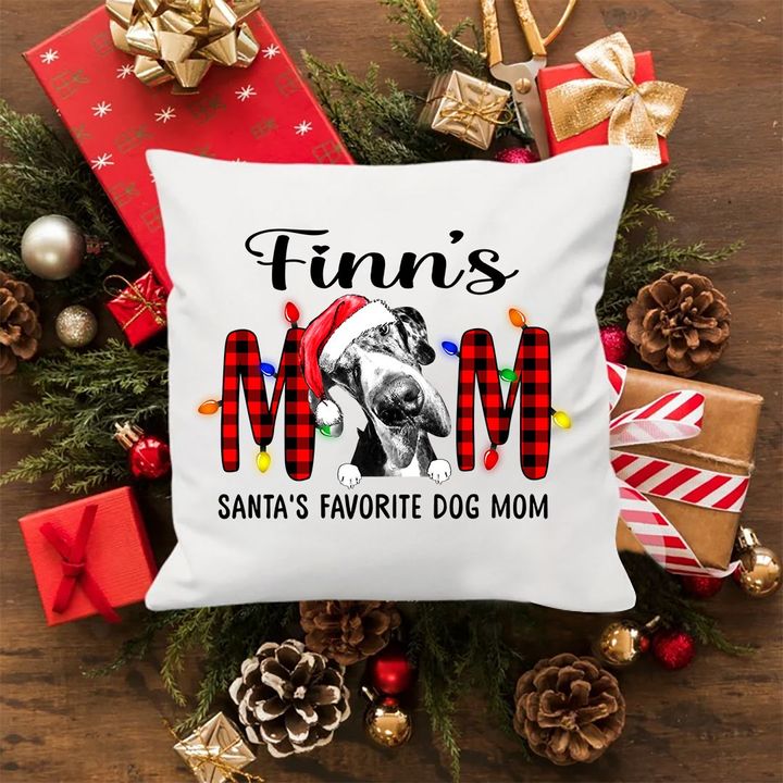 Furry Mom Custom Pet Portrait Christmas Wishes Pillow Case Gift For Dog Lovers On Holiday