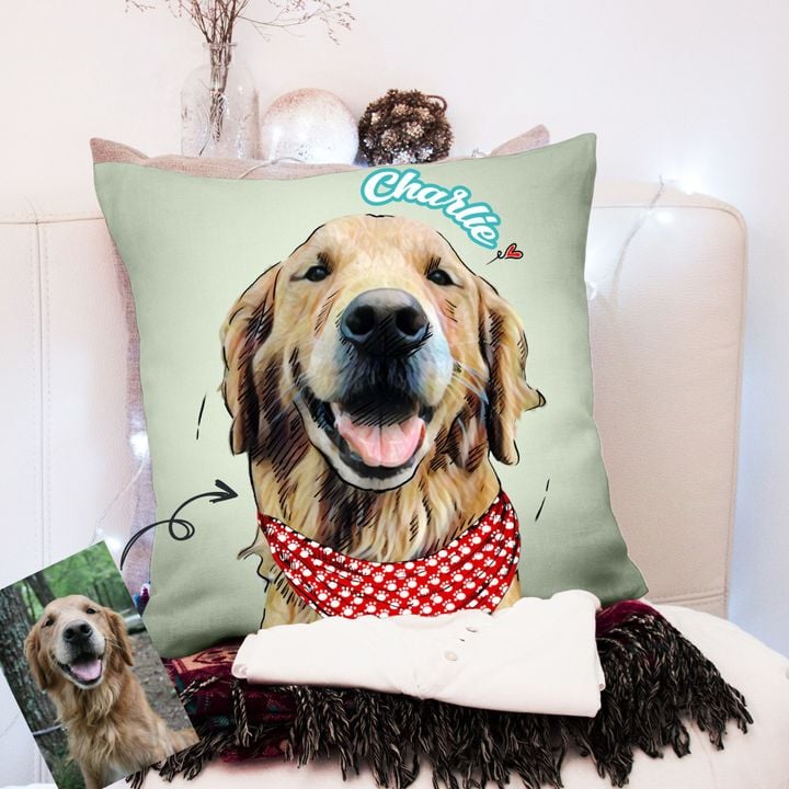 Customized Colorful Painting Pet Pillow Case Gift For Dog Parents