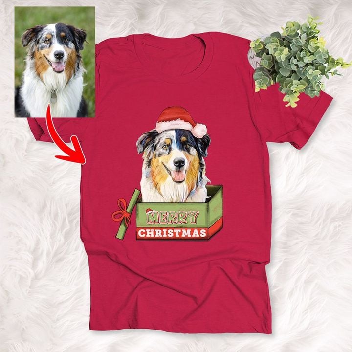 Merry Christmas Dog Santa Gift Box Xmas Unisex T-shirt For Dog Owners Pet Parents