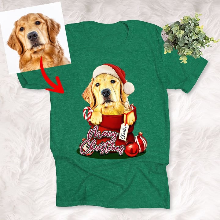 Personalized Pet Colorful Retro Christmas shirt, Funny Xmas gift,Holiday shirt, Gift for Dog Mom, Dog Dad, Pet Parents