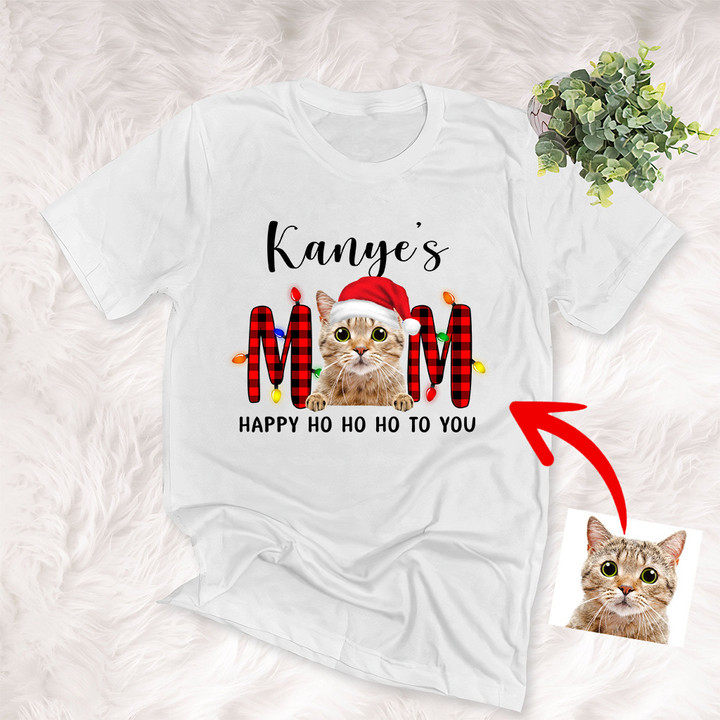 Furry Mom Custom Colorful Pet Portrait Christmas Wishes T-Shirt Christmas Gift For Dog Mom
