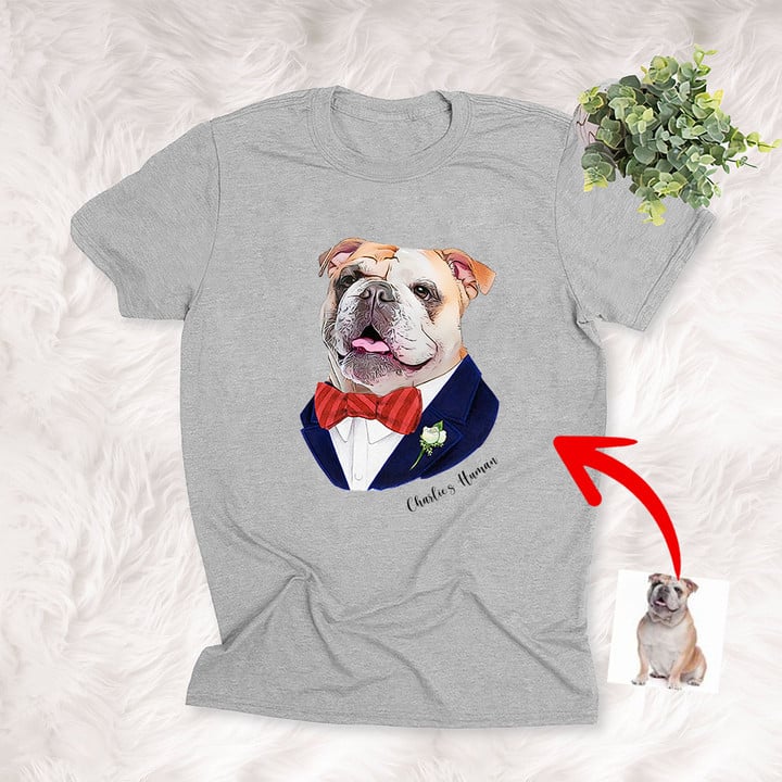 Pet Portrait In Vest Personalized Unisex T-shirt Gift For Valentine
