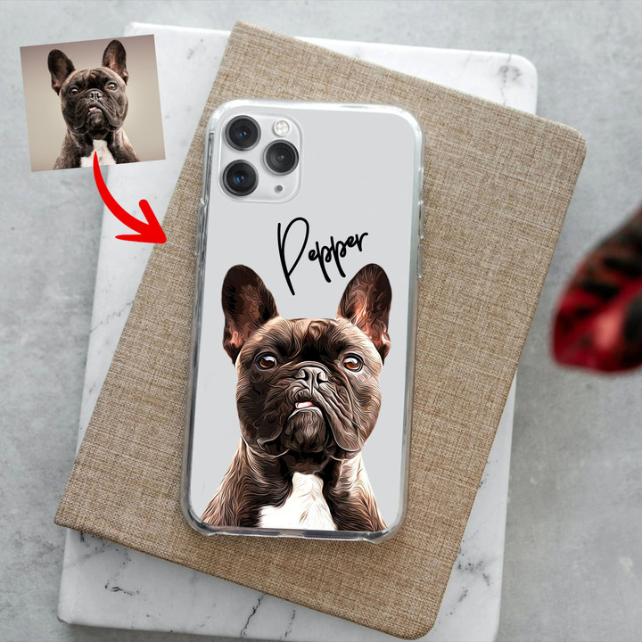 Custom Dog Clear Phone Case, Pet Colorful Portrait Clear Phone Case