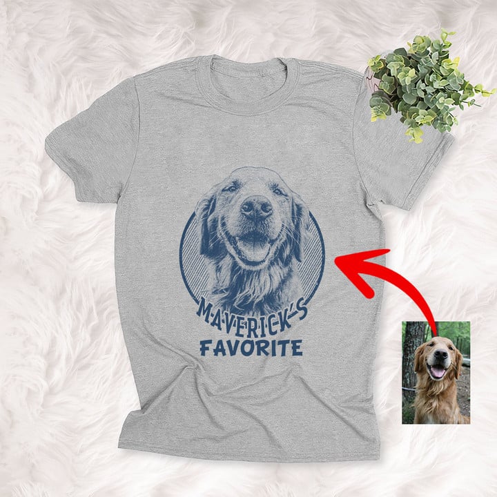 Pet's Favorite Sketch Personalized Pet Portrait T-shirt For Dog Lovers
