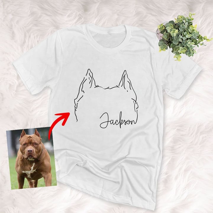 Personalized Dog Ears Outline Hand Drawing Unisex T-shirt for Dog Lover, Dog Mom, Gift for Dog Lover