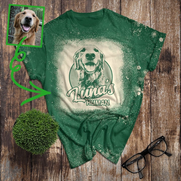 Custom Sketch Art Bleached Unisex T-shirt Dog Mom Dog Dad Gift