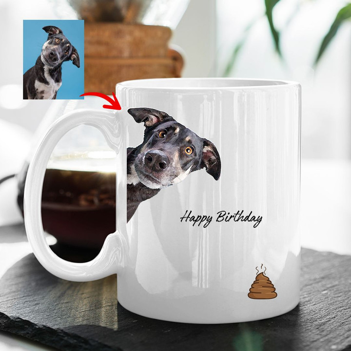 Peek a Boo Funny Custom Dog Mug, Gift For Dog Mom, Dog Dad