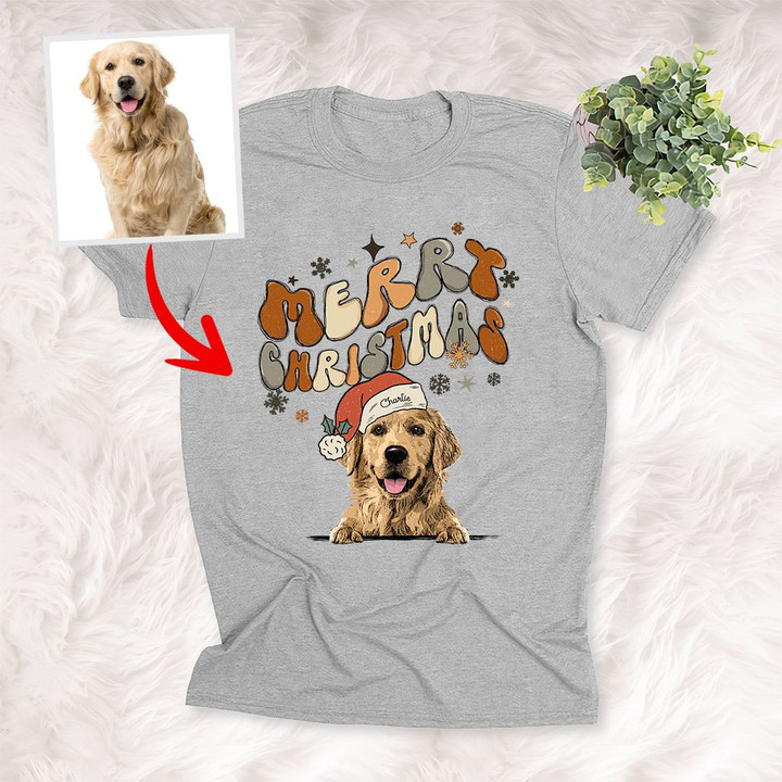 Personalized Dog Vintage Style Merry Christmas Unisex T-shirt