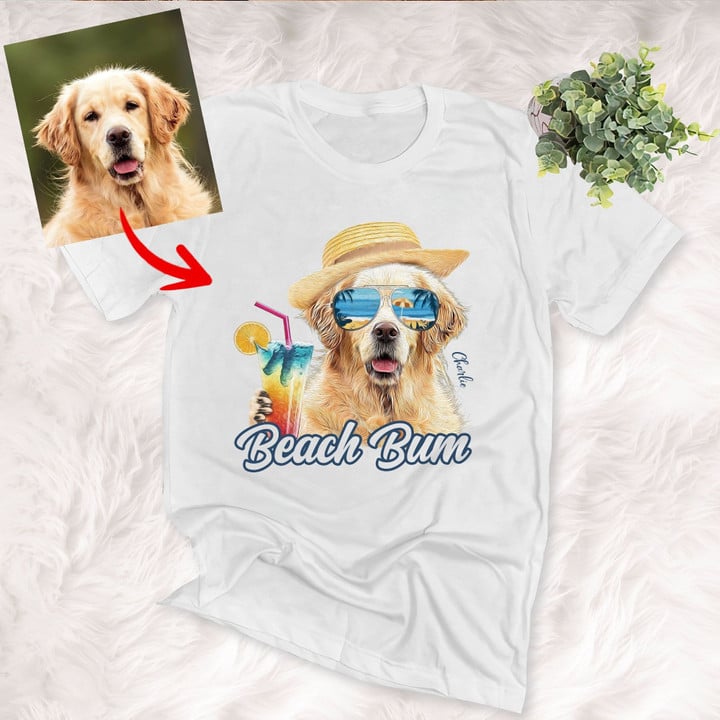 Awesome Summer Vibes Customized Dog Portrait T-shirt