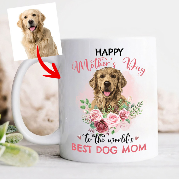 Colorful Flower Personalized Dog Mug [Gift For Dog Mom]