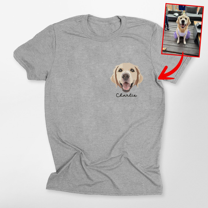 Stunning Custom Dog Face Embroidered T-shirt [Durable Gift For Dog Mom]