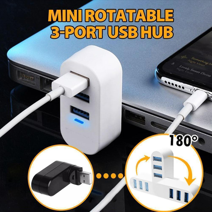 🔥NEW YEAR SALE🔥 Mini Rotatable 3-Port USB Hub