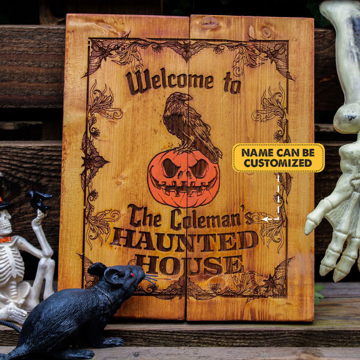 Personalized Haunted House Wooden Sign Halloween Family Name 🎃Early Halloween Sale - 50% OFF🎃