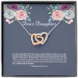Dear Daughter You Are My Greatest Gift - Sterling Silver Dad Mom To Daughter Interlocking Heart Necklace