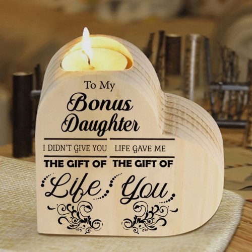 To My Bonus Daughter - Wooden Heart Candle Holder 🔥HOT DEAL - 50% OFF🔥