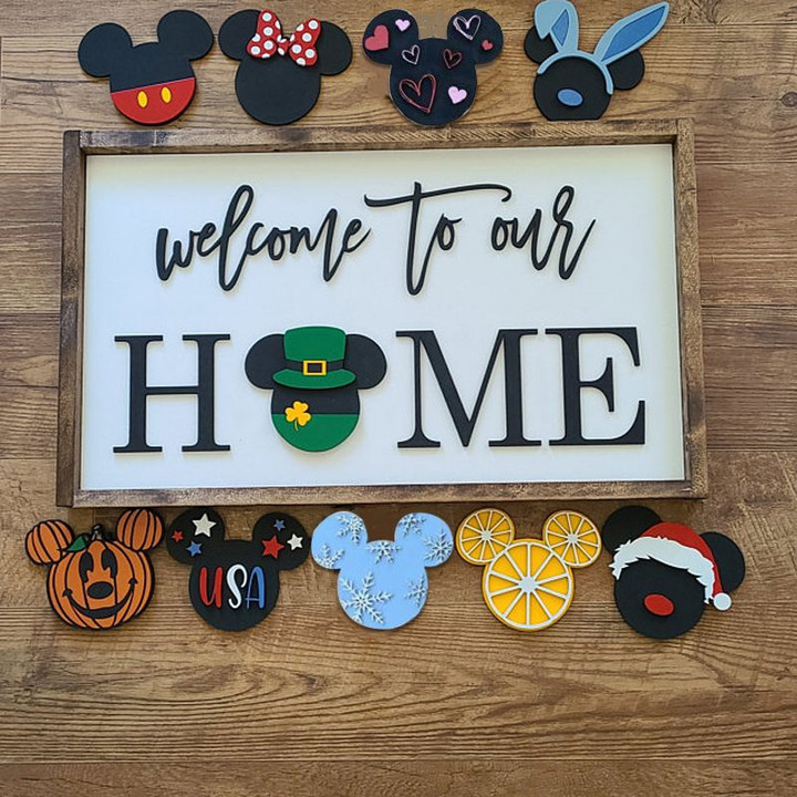 Welcome To Our Home Interchangeable Icons Sign