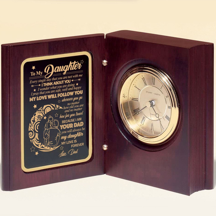 Dad To Daughter - My Love Is Forever - Wooden Book Clock