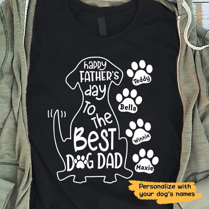 Happy Father Day To The Best Dog Dad - Personalized T-shirt