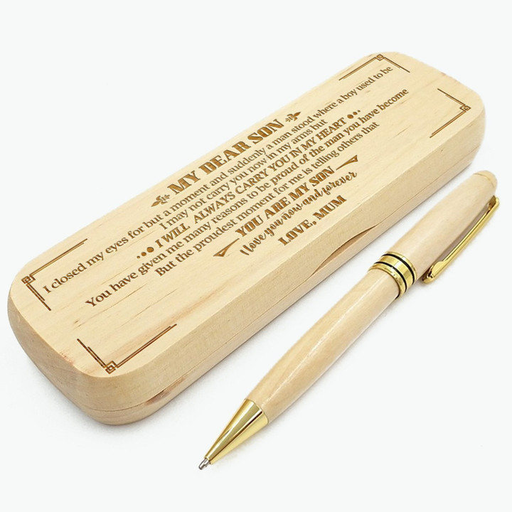 Mum to Son - I Love You Now And Forever - Engraved Wood Pen Case