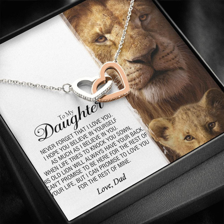 To My Daughter - This Old Lion Will Always Have Your Back - Heart Necklace