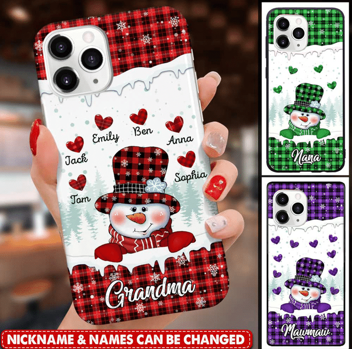 Christmas Snowman Nana Mom Sweet Heart Kids Personalized Phone Case 🔥SALE 50% OFF 🔥
