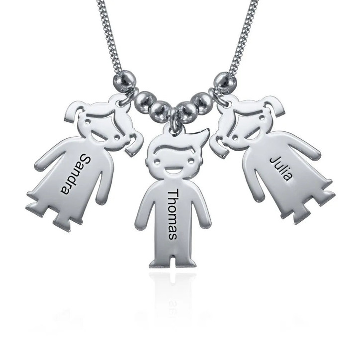 Mother's Necklace With Engravable Children's Charms