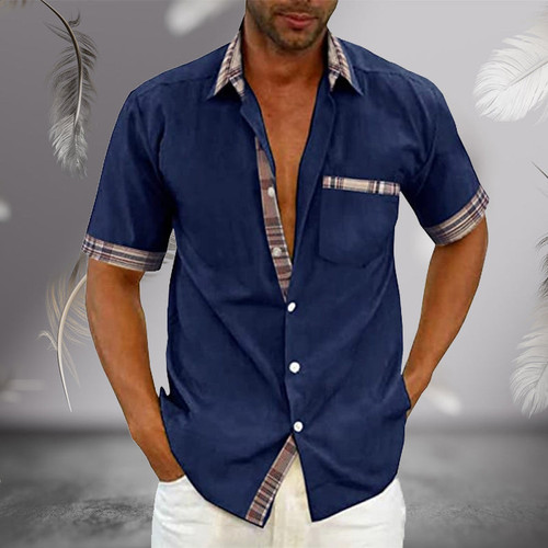 Men's Casual Plaid Collar Button Summer Linen Shirt 🔥HOT SALE 50%🔥