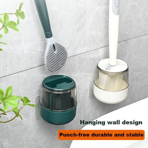 ⚡Household Punch-free Wall Hanging Long Handle Silicone Toilet Brush