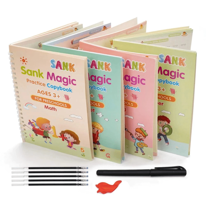 🔥MAGIC PRACTICE COPYBOOK (4 BOOKS/PACK) + MAGIC PEN - 📦FREE SHIPPING📦
