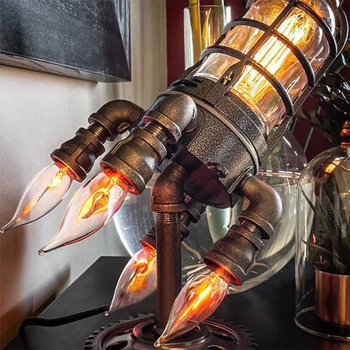 🚀 Steampunk Rocket Lamp ✨