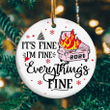 Christmas Ornament It's Fine I'm Fine Everything's Fine We Survived 2021 Quarantine Ornament