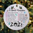 2021 a Year To Remember Ornaments Year Of Quarantine Ornament