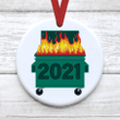 Funny 2021 Dumpster Fire Christmas Ornament