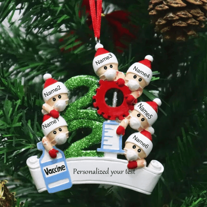 Vaccine Christmas Ornament Personalized Christmas Decor New Year Customized Ornaments With Mask