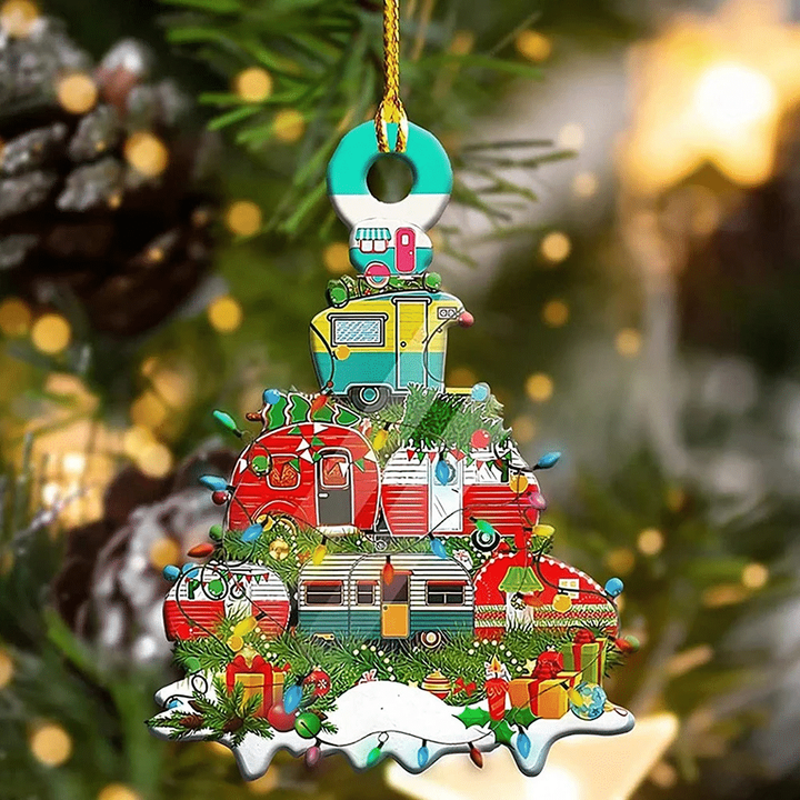 2021 Christmas Tree Wooden Print Ornaments Decor