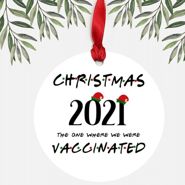 Pandemic 2021 Friends Ornament l Christmas Covid Ornament l Vaccinated Ornament