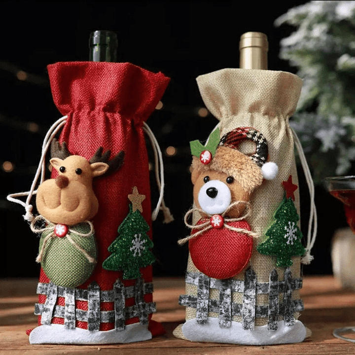 Cute Wine Bottle Cover Holiday Wine Bag Family Gift Employee Gift Christmas Wine Bottle Cover