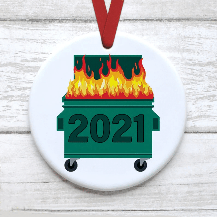 Funny 2021 Dumpster Fire Christmas Ornament